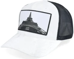 Eiffel Tower Velvet White/Black A-frame Trucker - Calza Pennello