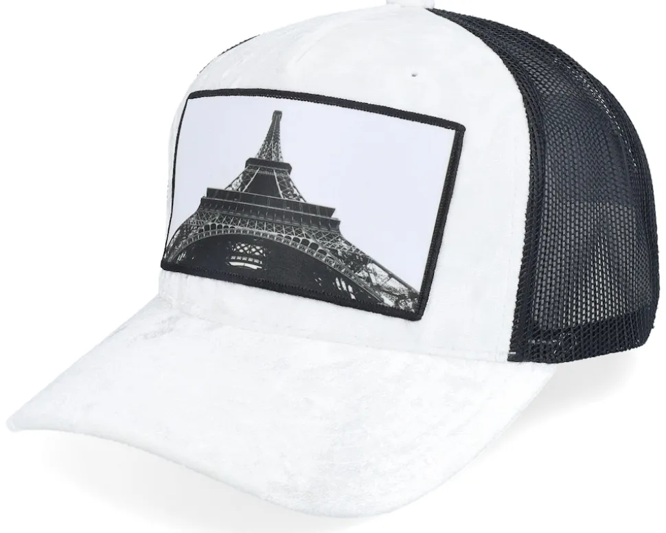 Eiffel Tower Velvet White/Black A-frame Trucker - Calza Pennello
