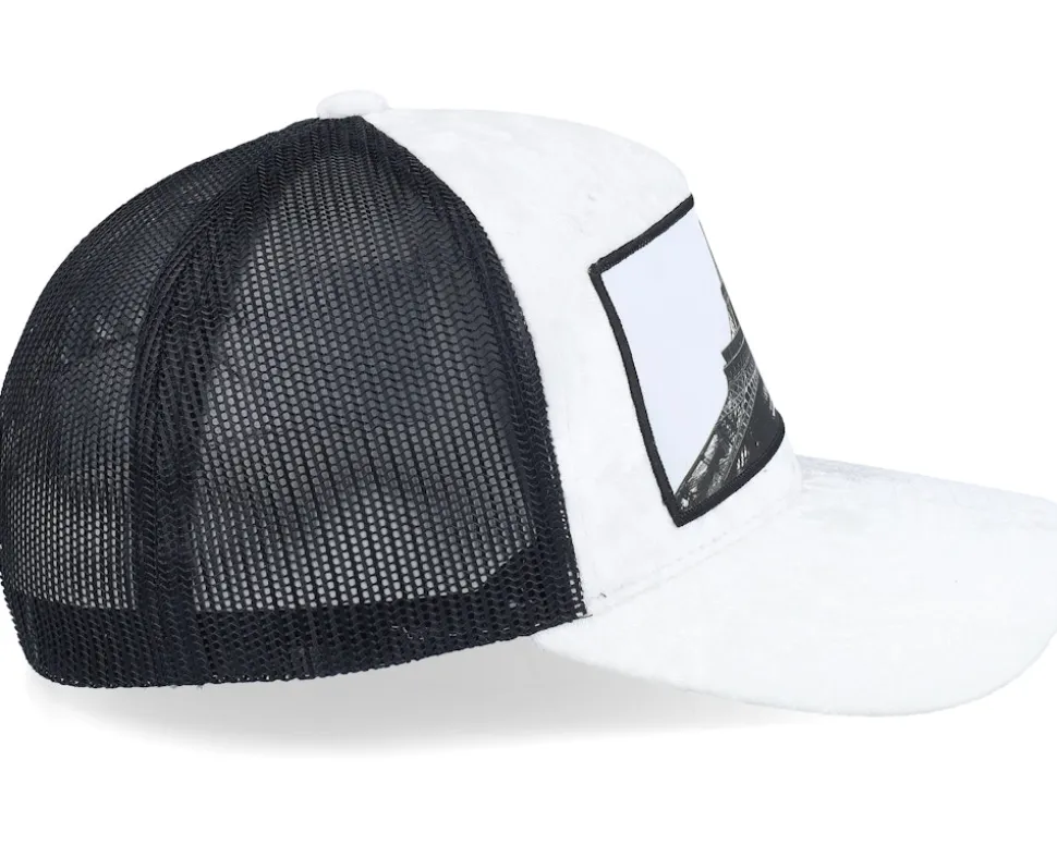 Eiffel Tower Velvet White/Black A-frame Trucker - Calza Pennello