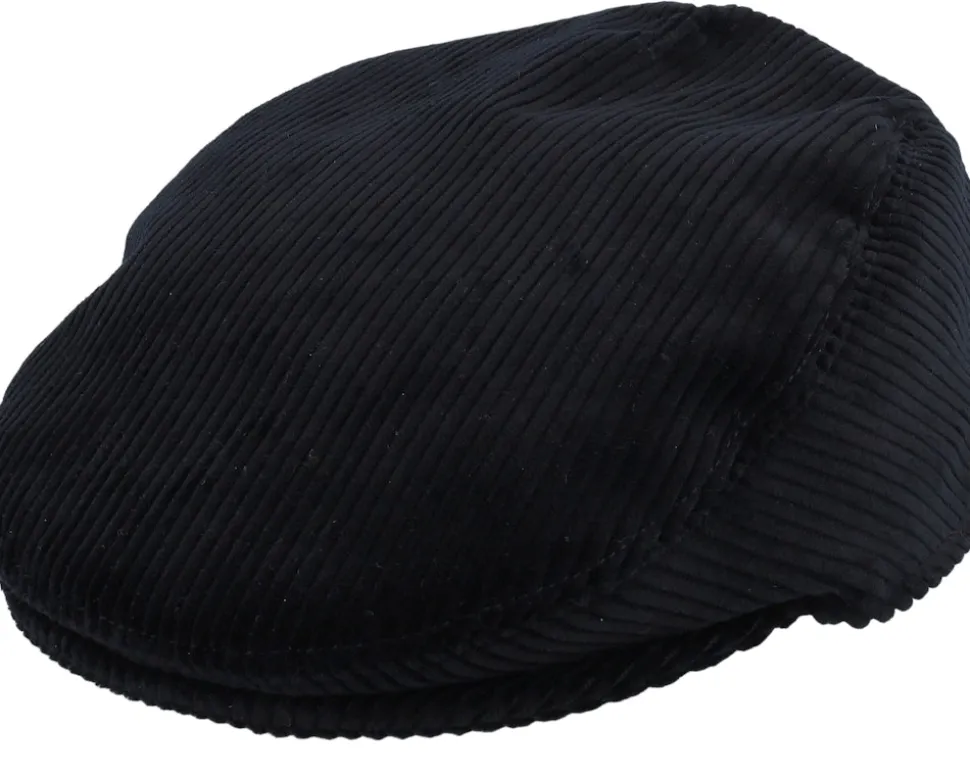Erik Corduroy Black Flat Cap - Mayser