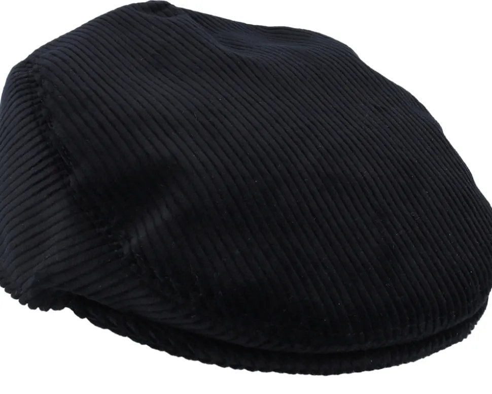 Erik Corduroy Black Flat Cap - Mayser
