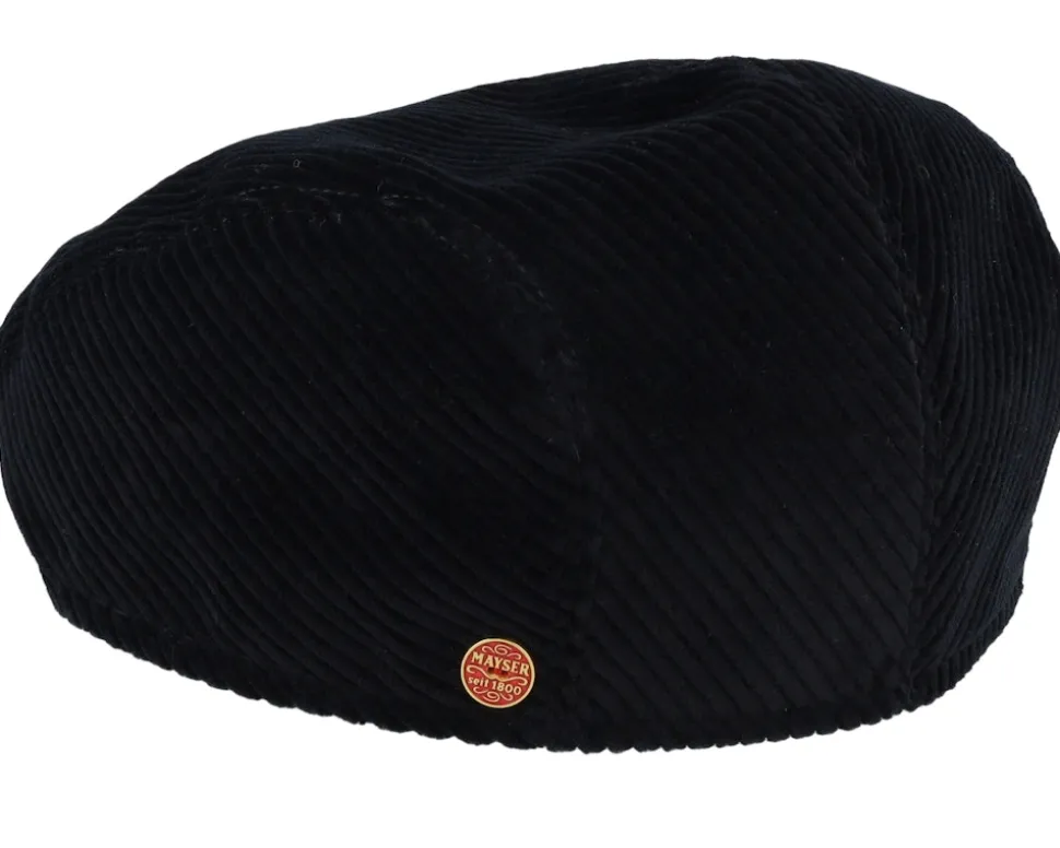Erik Corduroy Black Flat Cap - Mayser