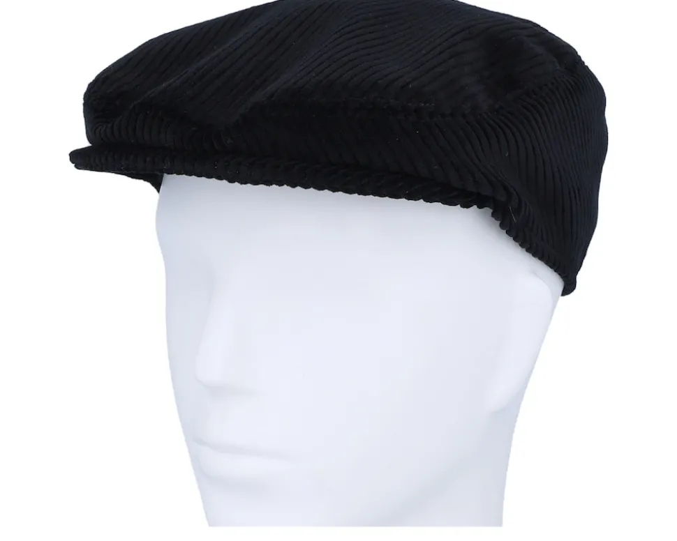 Erik Corduroy Black Flat Cap - Mayser