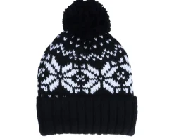 Fair Isle Snowstar® Beanie Black/White Pom - Beechfield