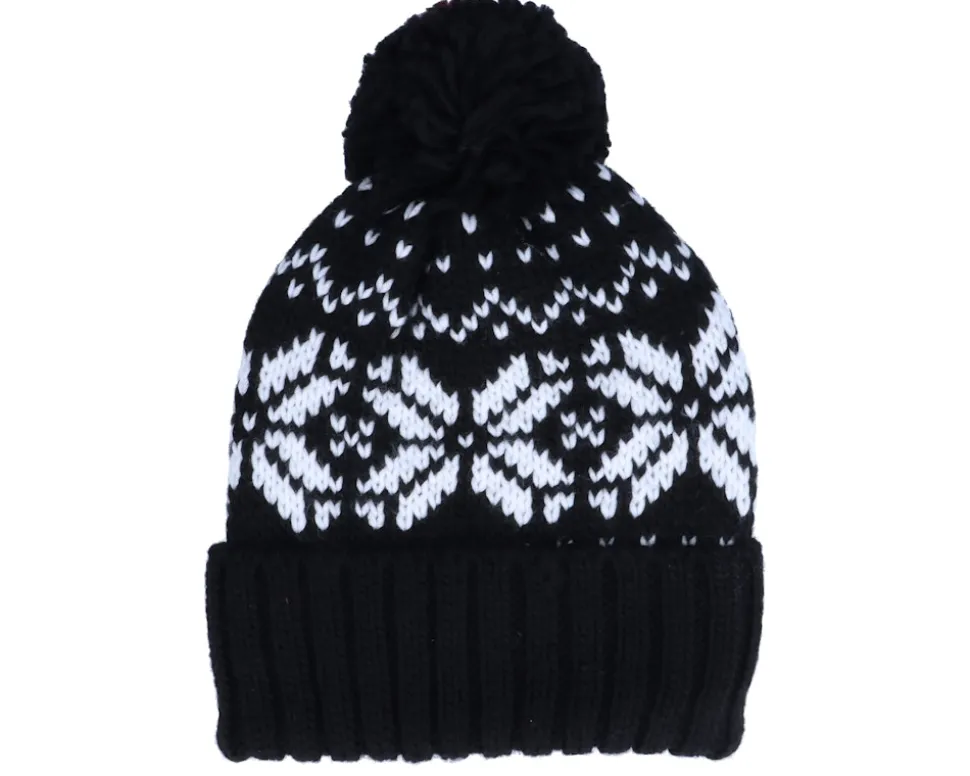 Fair Isle Snowstar® Beanie Black/White Pom - Beechfield