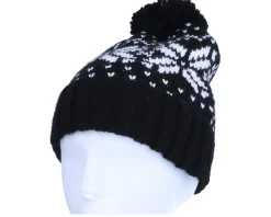 Fair Isle Snowstar® Beanie Black/White Pom - Beechfield