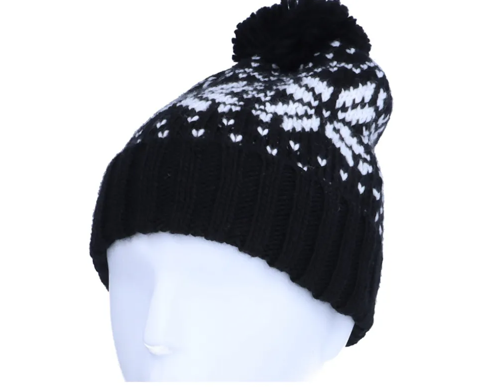 Fair Isle Snowstar® Beanie Black/White Pom - Beechfield