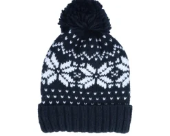 Fair Isle Snowstar® Beanie Black/White Pom - Beechfield