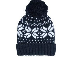 Fair Isle Snowstar® Beanie French Navy/White Pom - Beechfield