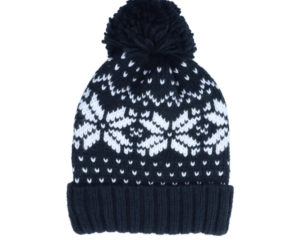 Fair Isle Snowstar® Beanie Light Grey/Black/Off White Pom - Beechfield