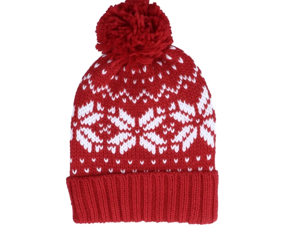 Fair Isle Snowstar® Beanie Light Grey/Black/Off White Pom - Beechfield
