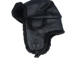 Faux Leather Black/Black Trapper - MJM Hats