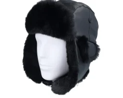 Faux Leather Black/Black Trapper - MJM Hats