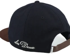 Felipe Wool Suede Cap Dark Navy/Coffee Brown Strapback - Les Deux