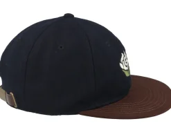 Felipe Wool Suede Cap Dark Navy/Coffee Brown Strapback - Les Deux
