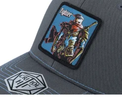 Fighter Box Patch Charcoal/Carolina Blue Trucker - Critiql Hit