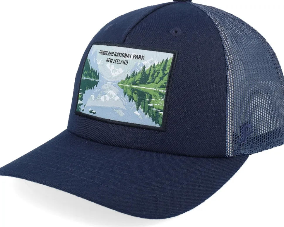 Fiordland National Park Navy A-Frame Trucker - Jim Pilleus