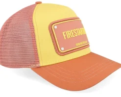 Firestarter! Rubber Orange/Yellow A-Frame Trucker - John Hatter & Co