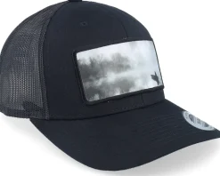 Fishing Boat Wide Patch Retro Black Trucker - Hunter