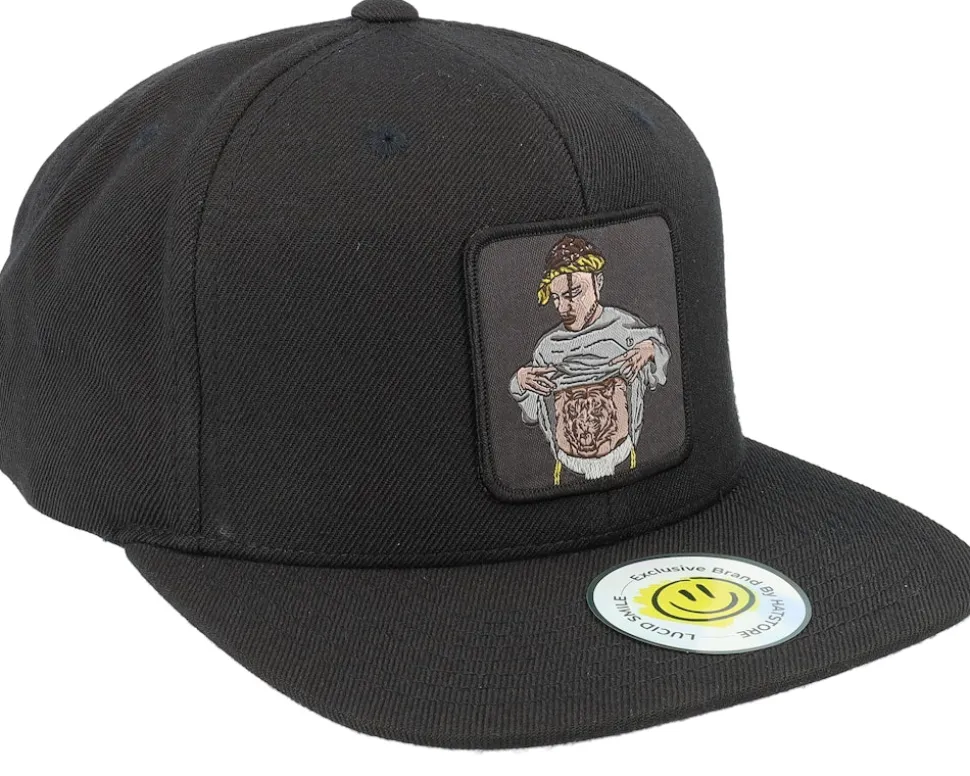 Flexing Abs Patch Black/Black Snapback - Lucid Smile