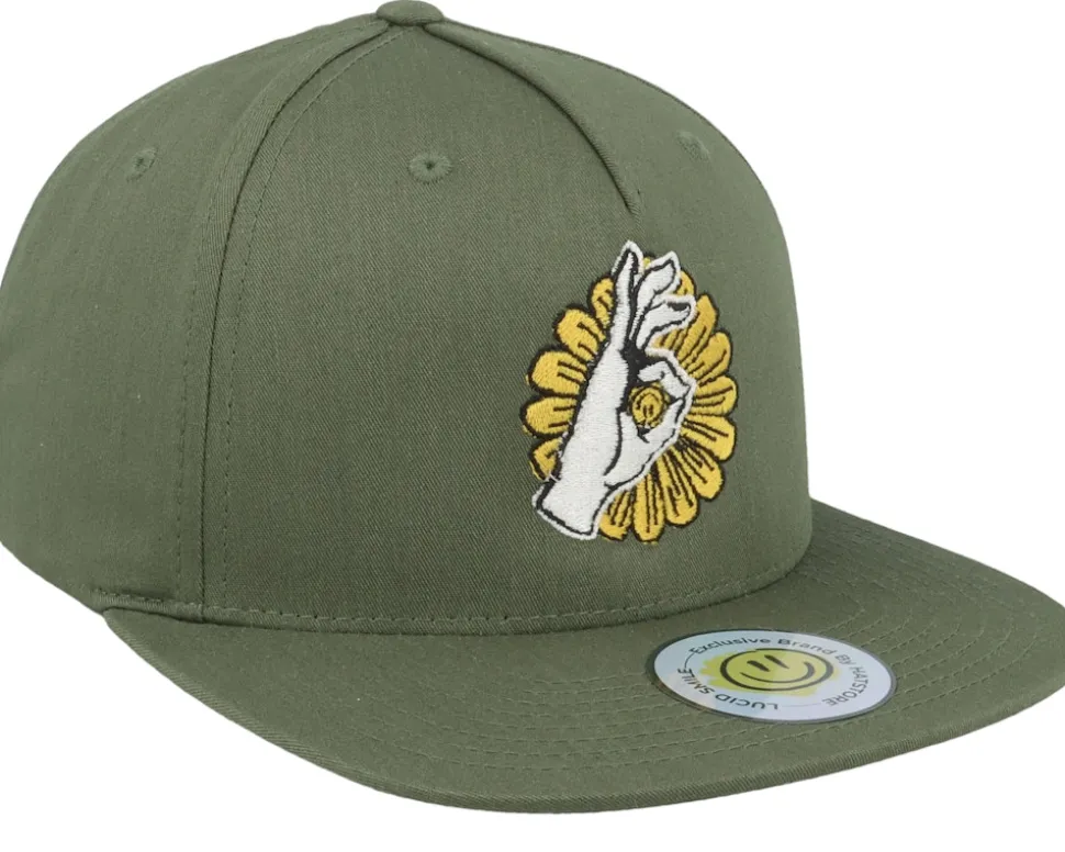 Flower Smile Grey/Birch/Army Olive Trucker - Lucid Smile