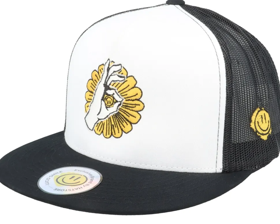 Flower Smile White/Black A-fram Trucker - Lucid Smile