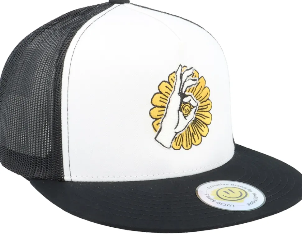 Flower Smile White/Black A-fram Trucker - Lucid Smile