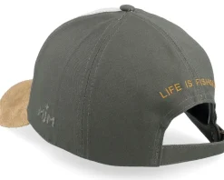 Flyfishing Junkie Life Is Fishing Olive Adjustable - MJM Hats