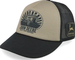 Foam-backed Poly Mesh Black/Khaki Trucker - John Deere