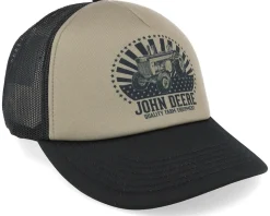 Foam-backed Poly Mesh Black/Khaki Trucker - John Deere