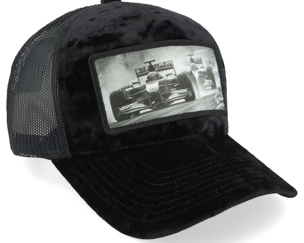 Formula Racing Cars Velvet Black A-Frame Trucker - Calza Pennello