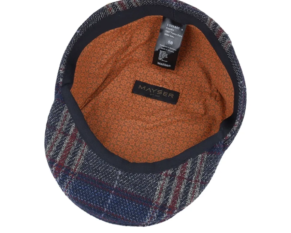 Frankie Fancy Karo Blue Flat Cap - Mayser