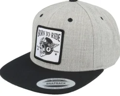 Free Soul Skull Patch Heather Grey/Black Snapback - Born To Ride