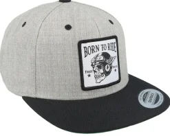 Free Soul Skull Patch Heather Grey/Black Snapback - Born To Ride