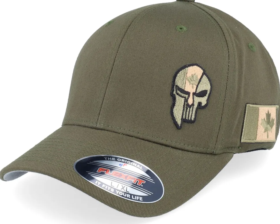 Germany Army Skull Olive Wooly Combed Flexfit - Army Head