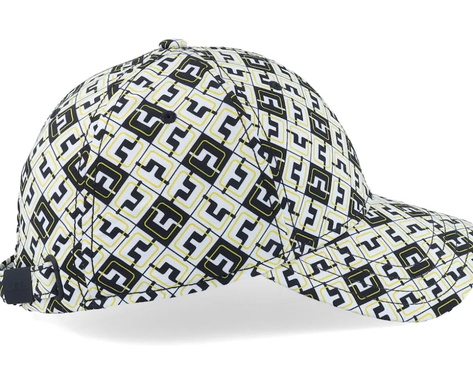 Gilbert Print Cap Black Jl Monogram Check Adjustable - J.Lindeberg