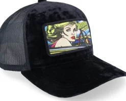 Girl Driving Pop Art Velvet Black A-Frame Trucker - Calza Pennello