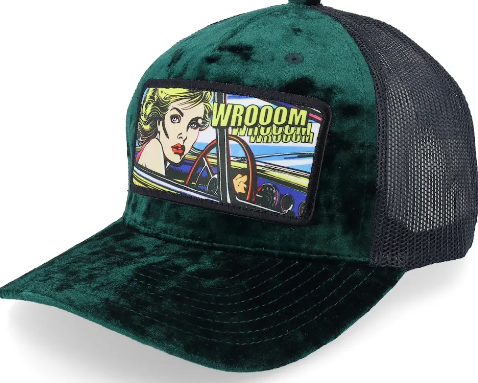 Girl Driving Pop Art Velvet Black A-Frame Trucker - Calza Pennello