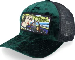 Girl Driving Pop Art Velvet White A-Frame Trucker - Calza Pennello