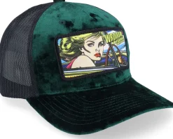Girl Driving Pop Art Velvet Green/Black A-Frame Trucker - Calza Pennello