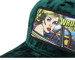 Girl Driving Pop Art Velvet Green/Black A-Frame Trucker - Calza Pennello