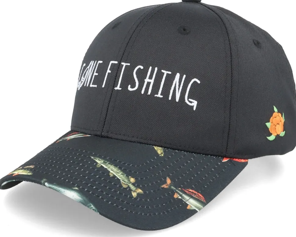Gone Fishing Hooked Cap Black Adjustable - SQRTN