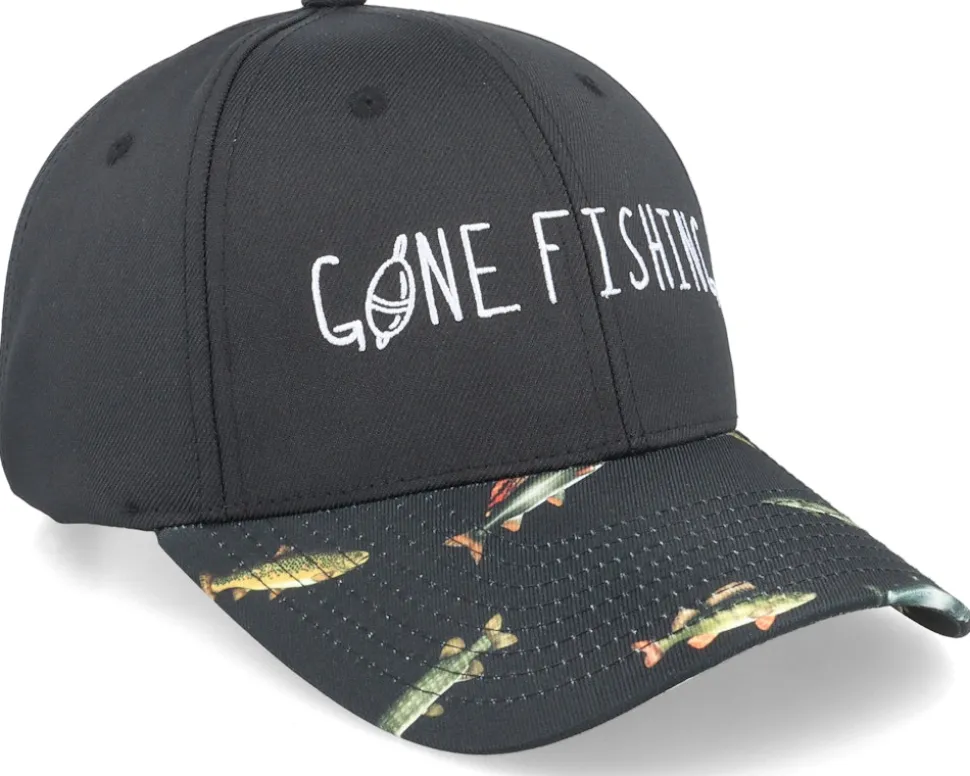Gone Fishing Hooked Cap Black Adjustable - SQRTN