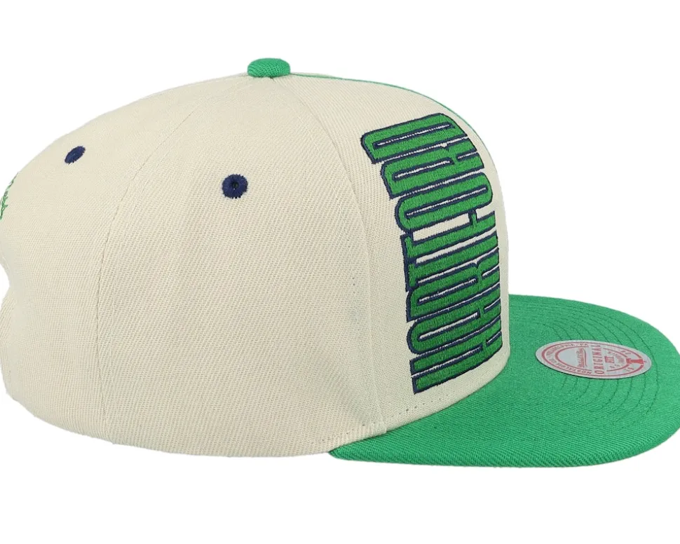 Hartford Whalers Pop Panel Off White/Green Snapback - Mitchell & Ness