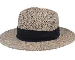Hat Men Seagras Nature-Black Straw Hat - Seeberger
