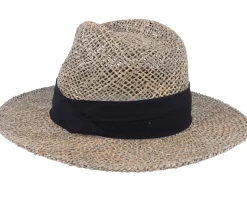 Hat Men Seagras Nature-Black Straw Hat - Seeberger