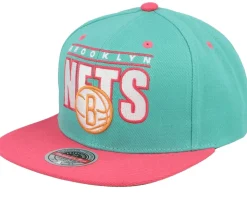 Hatstore Exclusive x Brooklyn Nets Lollipop Teal/Pink Snapback - Mitchell & Ness