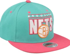 Hatstore Exclusive x Brooklyn Nets Lollipop Teal/Pink Snapback - Mitchell & Ness