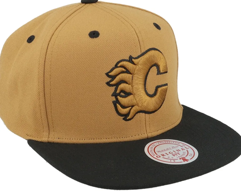 Hatstore Exclusive x Calgary Flames Heritage Brown/Black Snapback - Mitchell & Ness