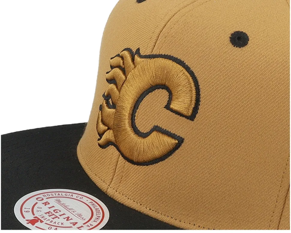 Hatstore Exclusive x Calgary Flames Heritage Brown/Black Snapback - Mitchell & Ness